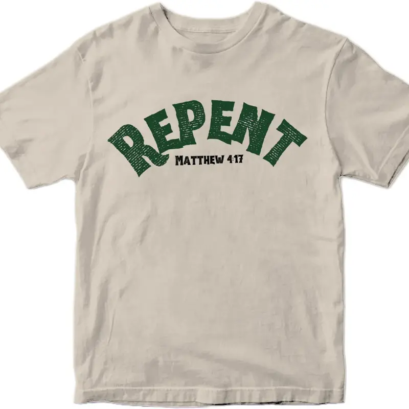 Repent Heavy T-Shirt, Men's Casual Daily Wear Short-Sleeve Top Christain Clothing