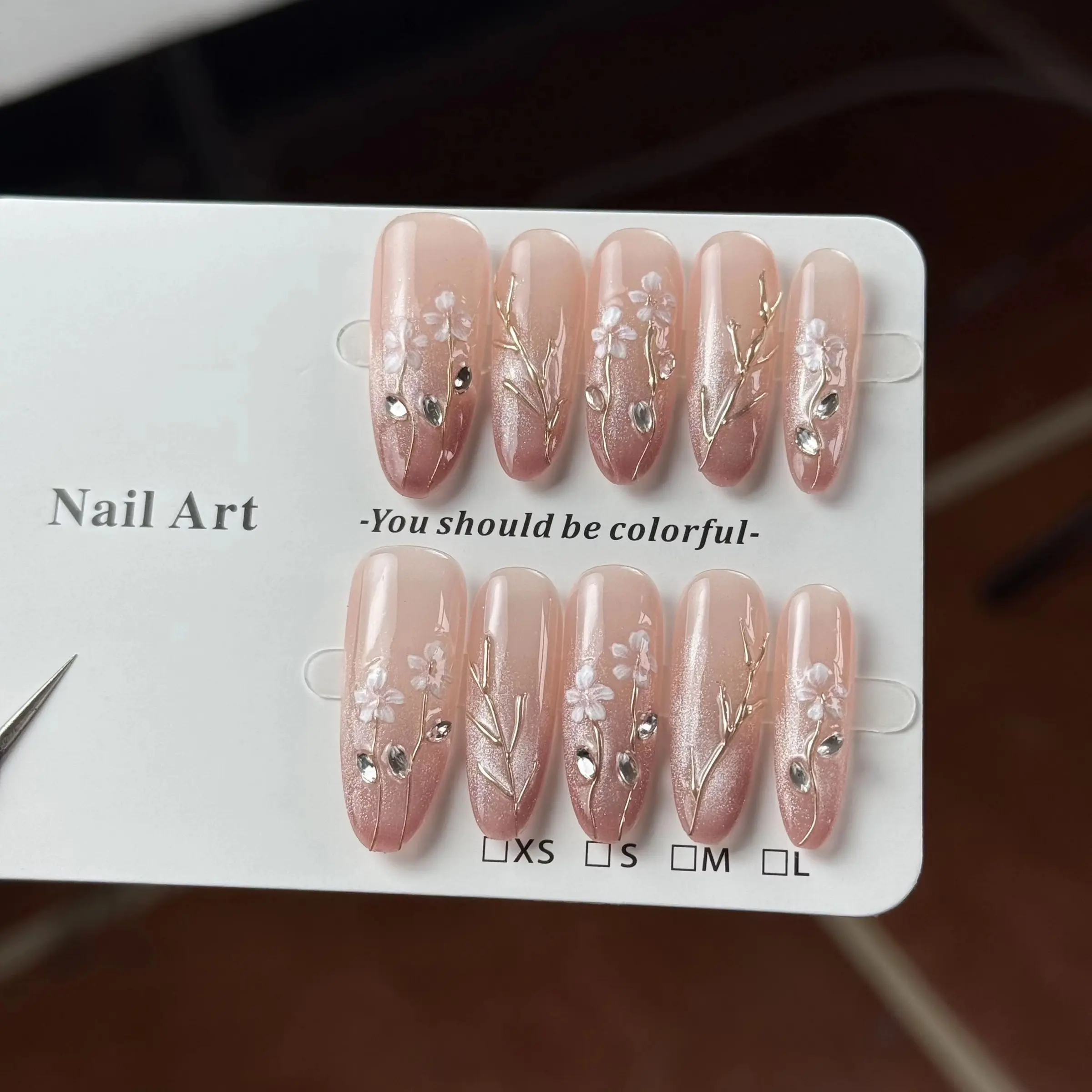 10pcs high-end The flowers are in full bloom, the atmosphere is gentle and elegant, with hand-painted carvings, Translucent Glitter that sparkle like handmade fake nails