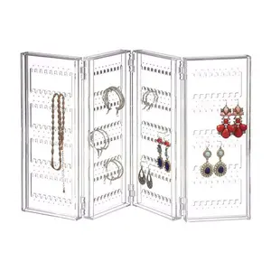 Earring hanger necklace display storage rack acrylic transparent plastic jewelry earrings folding display rack finishing rack