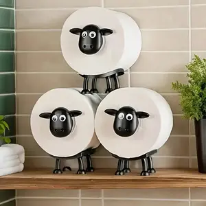 Sheep-Shaped Toilet Paper Holder Set, 3D Printed Roll Stand with Cute Lamb Design, Independent Bathroom Accessory, Fun Home Creative Rack, Bathroom Decorations