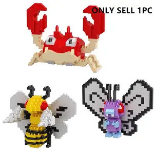 Cartoon Crab & Butterfly & Bee Design, 1 Set DIY 3D Assembly Bricks Creative Educational Puzzle Blocks Toy, Home Decoration Model Ornament, Building Sets
