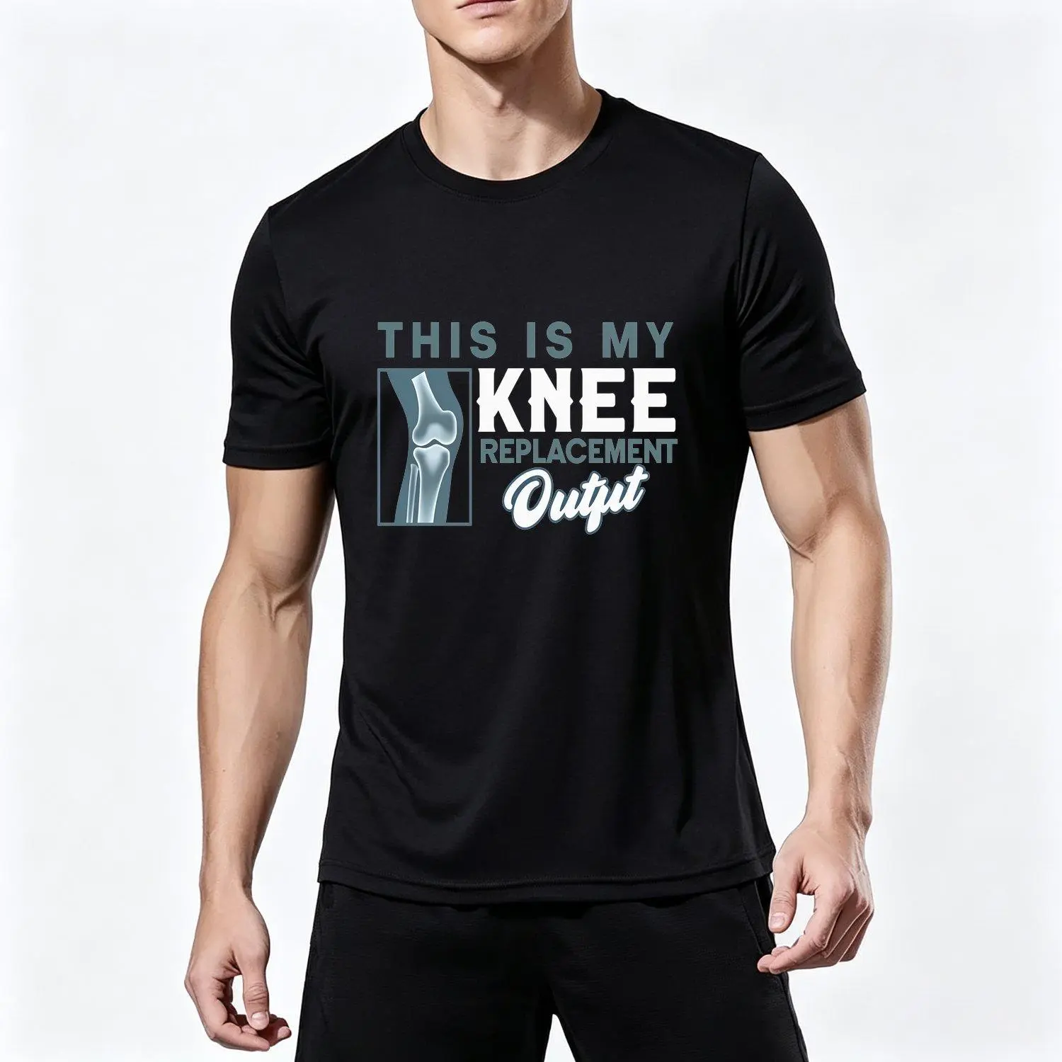 This Is My Post-Knee Surgery Recovery Fun Mens T-Shirt a Printed Short Sleeve T Shirt Soft Comfortable Suitable for Gifting and Everyday Wear Plus Size Style