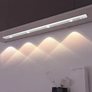 Under Cabinet Light, 1 Count Rechargeable 3-Color Dimmable LED Light Bar for Living Room, Motion-Sensor LED Light for Bedroom Cabinets and Wardrobe Decor, Decorative Lighting, Atmosphere Lighting