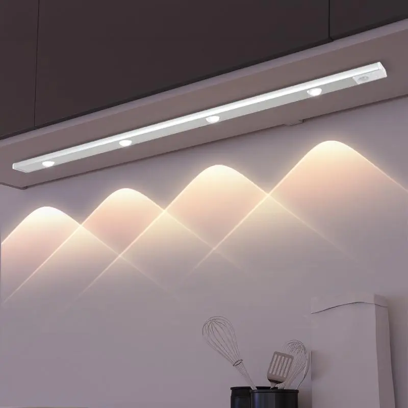 Under Cabinet Light, Dimmable Cabinet Lights, 1 Count Rechargeable 3-Color Dimmable LED Light Bar for Living Room, Motion-Sensor LED Light for Bedroom Cabinets and Wardrobe Decor, Home Decor Lighting, Interior Led