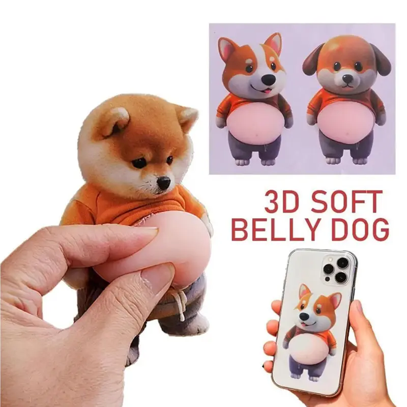 6Pcs Soft Rubber 3D Dog Belly Stickers - Animal Decoration, Cute Character, Decorative Rubber, Stick-On Door Solutions for Wall Protection, Shock Absorption, Home Decor, Animal Sticker Decoration Door Stickers, Cute Character Sticker Door Stickers