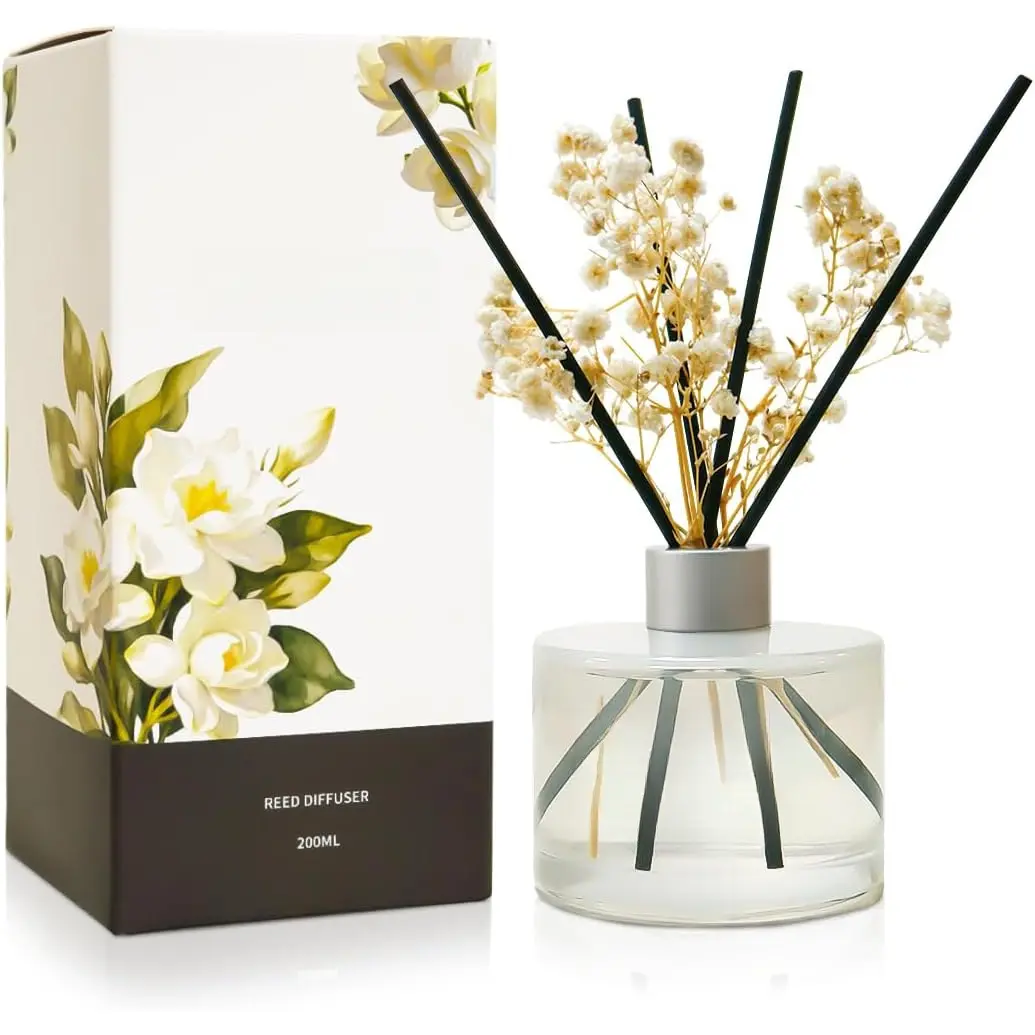 Reed Diffuser Set, 6.7 fl oz Eucalyptus Scented Oil Diffuser with 8 Reed Sticks, Home Fragrance Reed Diffuser for Bathroom Shelf Decor 200ml