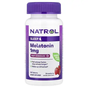 Natrol Melatonin, Fast Dissolve, Strawberry, 1 mg, 90 Tablets