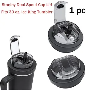 2-in-1 Straw Lid, Silicone Leak-Proof Cup Lid, Replacement Silicone Flip-Top Straw Lid for 30-ounce Stanley Insulated Mugs, with Silicone Gasket, Reusable Stanley Mug Accessory, Father's Day Gift.