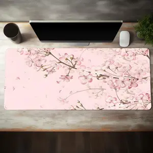 Creative Cherry Blossom Pattern Extended Mouse Pad, 1 Count Rectangle Gaming Mouse Pad, Non-slip Office Desk Keyboard Mat for Home Office Desk, Desktop Accessory, Cute Desk Accessories