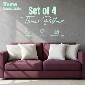White soft pillow inserts, available in packs of 2 or 4; plush fleece fabric, breathable and durable; memory foam provides support; suitable for decorative cushions on sofas, recliner chairs, and beds.
