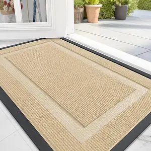 All-Weather Front Door Mat – 29.5" x 17", Waterproof, Fade-Resistant Entryway Rug with Natural Rubber Backing, Indoor/Outdoor Use, Black