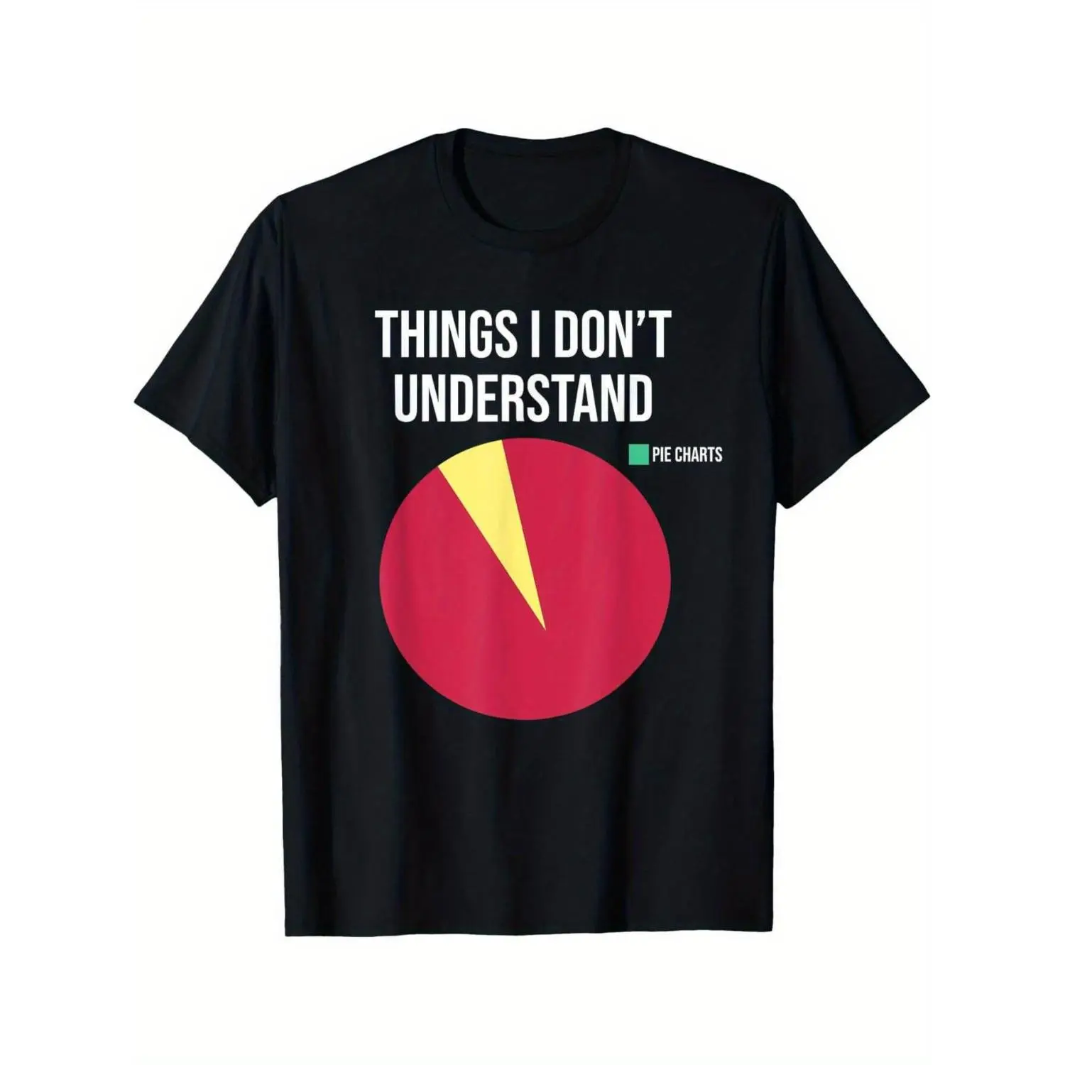 Men's Funny Pie Chart Meme Tshirt - Menswear, Round Neck Short Sleeve, Humorous Data Visualization Graphic, Casual Sporty Crew Neck, Machine Washable Black Tee for Tech, Plus Size Streetwear