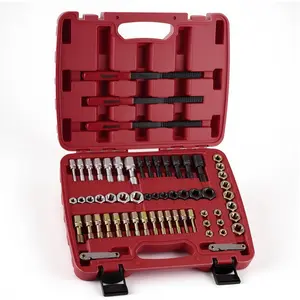 61 PC Thread Chaser Set, Metric and SAE Thread Restorer Tool with 28 Taps 28 Dies 3 Thread Files 2 Thread Pitch Gauges, Master Thread Cleaner Rethreading Kit in UNC UNF Metric Sizes