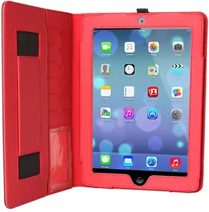 Simyoung SmartBlazer Leather Business Folio Case for iPad Air and iPad 9.7 5th/6th Gen - Black/Red