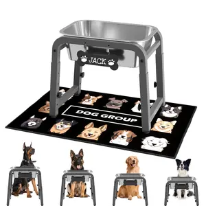 4-Level Height -Adjustable Feeder with 1.2GAL  Stainless Steel bowl & Custom Dog Tag & Splash Mat