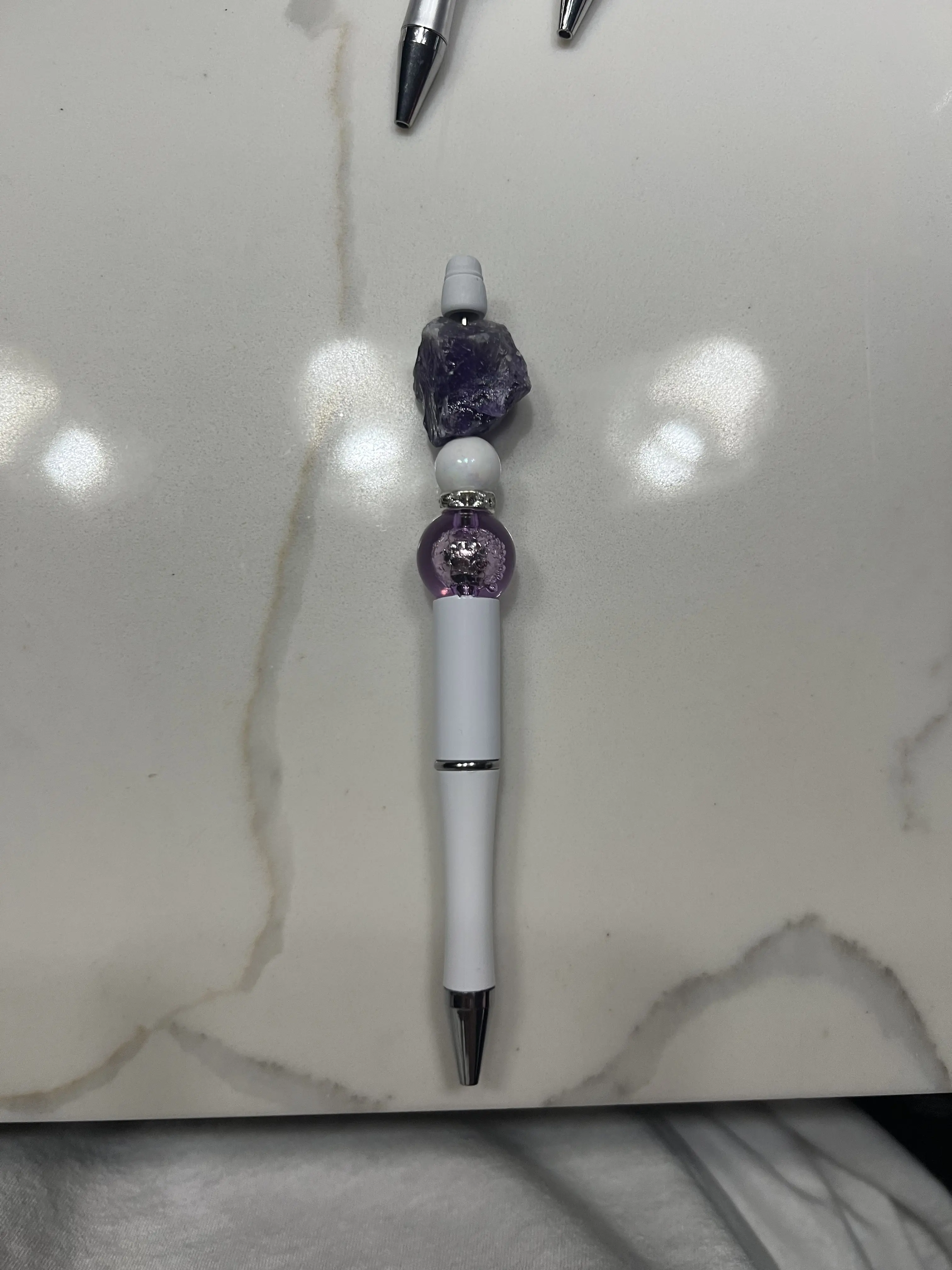 Raw Amethyst Crystal Focal Pen Plastic