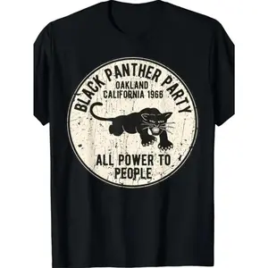 [Summer Short Sleeve Casual T-Shirt] 1966 Oakland, California Black Panther Party Men's Summer Short Sleeve Crew Neck Casual T-Shirt