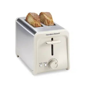 Hamilton Beach Contemporary 2-Slice Toaster with Wide Slots, Bagel Function, Toast Boost, Auto Shutoff, Sandstone Finish