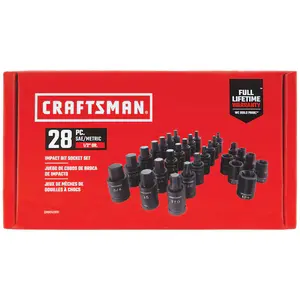 CRAFTSMAN 28 -Piece Metric and standard (SAE) 1/2-in Drive Set 6-point Impact Socket Set