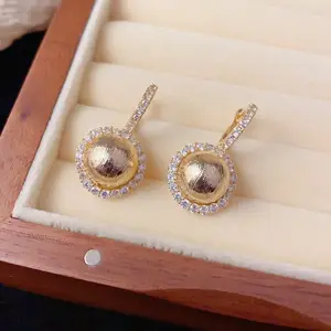 LisiZen European and American Personality Fashion Retro Zircon Metal Round Ear Buckles for Women, Elegant Light Luxury Unique Cool Style Ear Hoops Earrings Wholesale DZEH5028