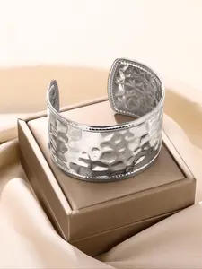 Women's Boho Style Texture Metal Design Bangle for Women & Girls, Stainless Steel Bangle Bracelet, Trendy Bangles for Party, Daily Decor, Trendy All-match & Exquisite Vintage Jewelry for Birthday Gift Adjustable Bangle