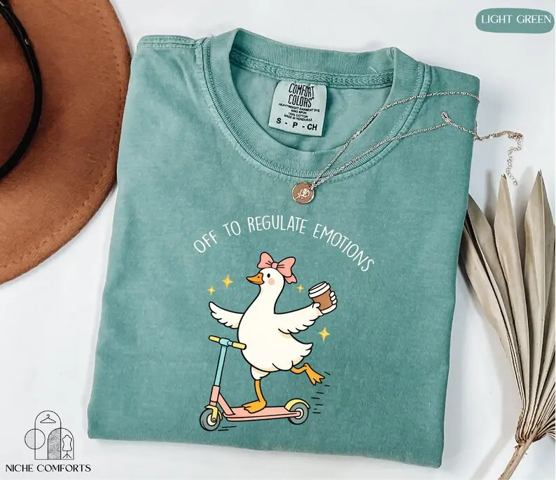 Comfort Colors Off To Regulate Emotions TShirt, Silly Goose Shirt, Mental Health Shirt, Teacher Shirt, Therapist Shirt, Counselor Gift, Full Colors