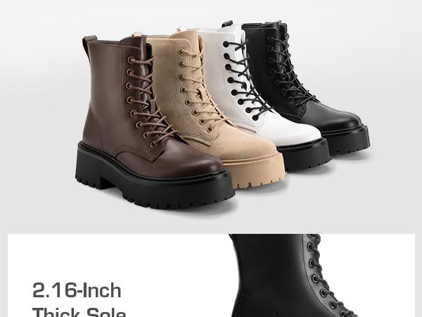 DREAM PAIRS Chunky Non-Slip Combat Ankle Boots