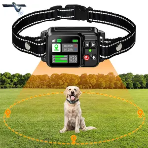 GPS Wireless Dog Fence System, Electric Dog Fence Using GPS Electric Satellite Technology, IPX7 Waterproof Rechargeable Design, GPS Dog Colla Circular Maximum 6500 ft，Gift Box SetZF500-1