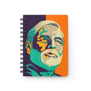 Others Portrait Painting - Spiral Bound Narendra Modi Journal with Inspirational Artwork, Perfect for Creative Minds, Gift for Students, Note-taking, Travel Diary, and More!