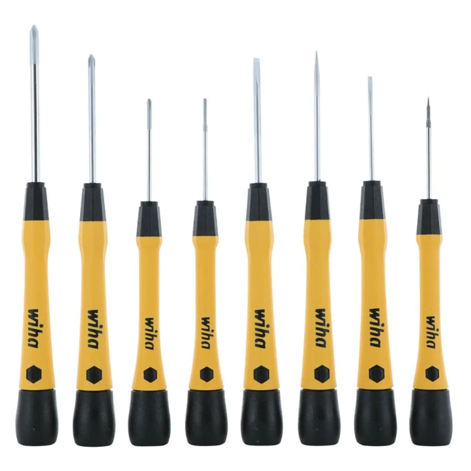 Wiha Tools 27396 8 Piece ESD Safe Slotted and Phillips Screwdriver Set with Canvas Roll Pouch