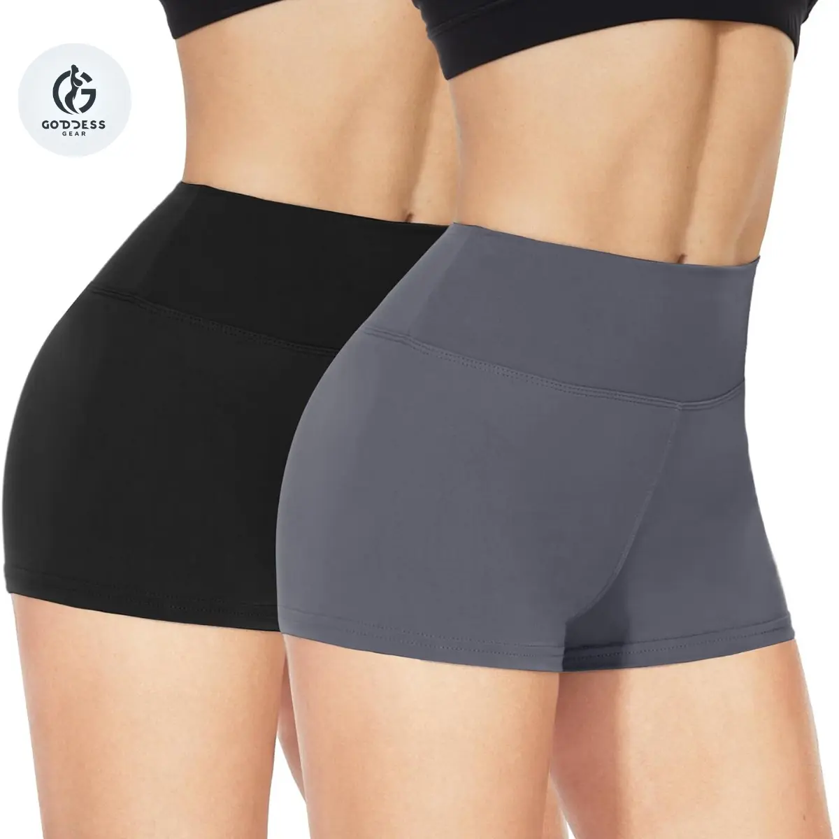 Women's 2-Pack High Waisted Spandex Workout Shorts - 3"/5"/8" Length, Athletic Training, Breathable Fitness, High Stretch Shorts for Yoga, Volleyball, Athletic Training Shorts