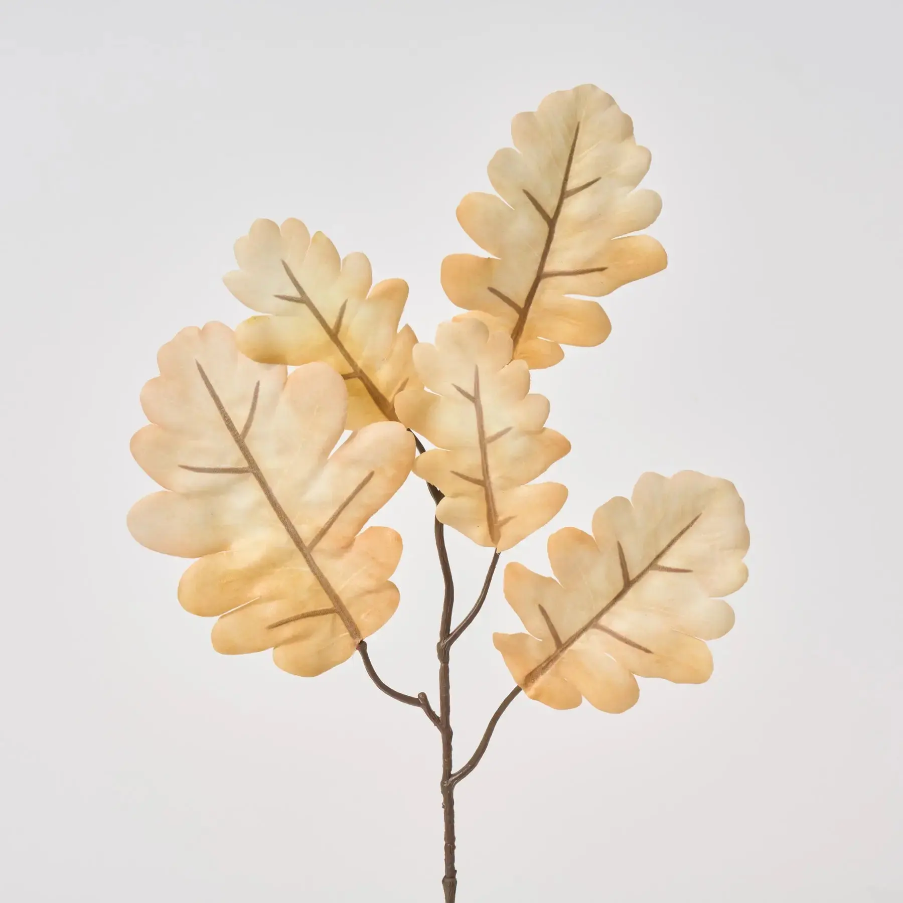 Bleached Cream Oak Leaf Artificial Flower Faux Fall Branch Spray, 16" Decor with Wired Stems & Adjustable Leaf Foliage, Faux Leaves