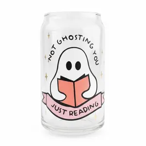 Not Ghosting You Just Reading Glass Cup with Lid and Straw 16 oz Beer Can Glass Drinkware High Quality Permanent Vinyl Tumblers