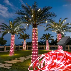 33FT 100 LED Solar Rope Lights  IP65 Weatherproof Cool White Indoor Outdoor Rope Lights Flexible LED Tube Lights for Holiday, Garden, Yard, Corridor and Patio Decor