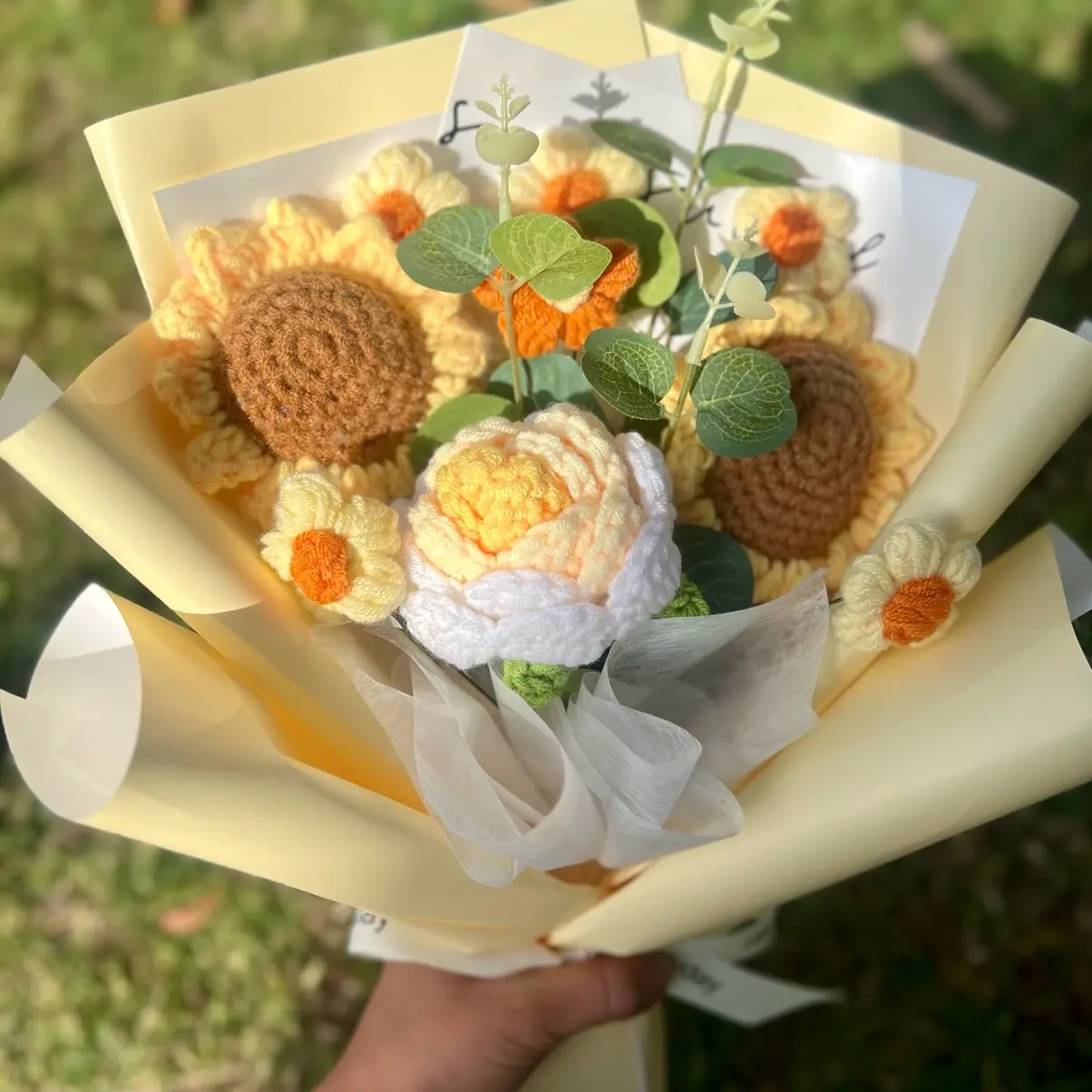 Crochet sunflower bouquet