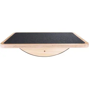 Professional Wooden  Board, Rocker Board,  Standing Desk Accessory, Balancing Board for Under Desk, Anti Slip Roller, Core Strength, Stability, Office Wobble Boards