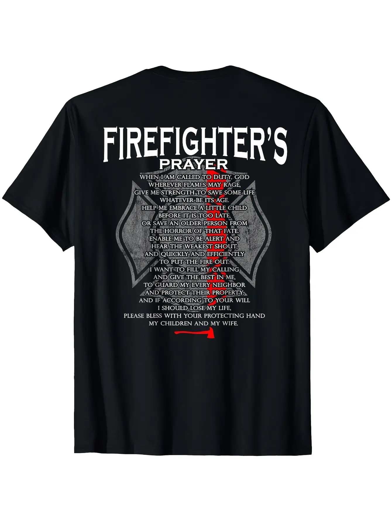 Firefighter'S Prayer T-Shirt - Thin Red Line Desig