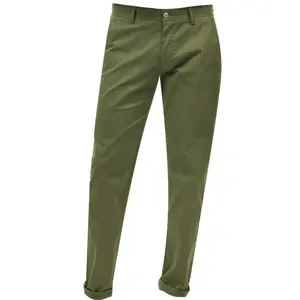 Olive Flat Front Chino Pants for Men