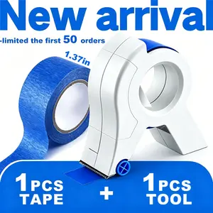 2026 NEW Painters Tape Applicator Tool with Scraper, FasterMasking Tape Tool Dispenser ProfessionalMasking Tape Dispenser Set for Painting Trim,Wall, Baseboard and Floor Decoration, 1.37 in x 22 Yd(20m) 3 Rolls masking tape paint like a pro，Tape Organizer