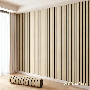 Self-Adhesive Wood Grain Wallpaper Roll, Thick Grid Straight Texture, Easy Peel & Stick Modern Home Decor, Wallcovering for Room Decoration, Decorative Wallpaper, Textured Wall Paper, Peel And Stick Wallpaper Designs