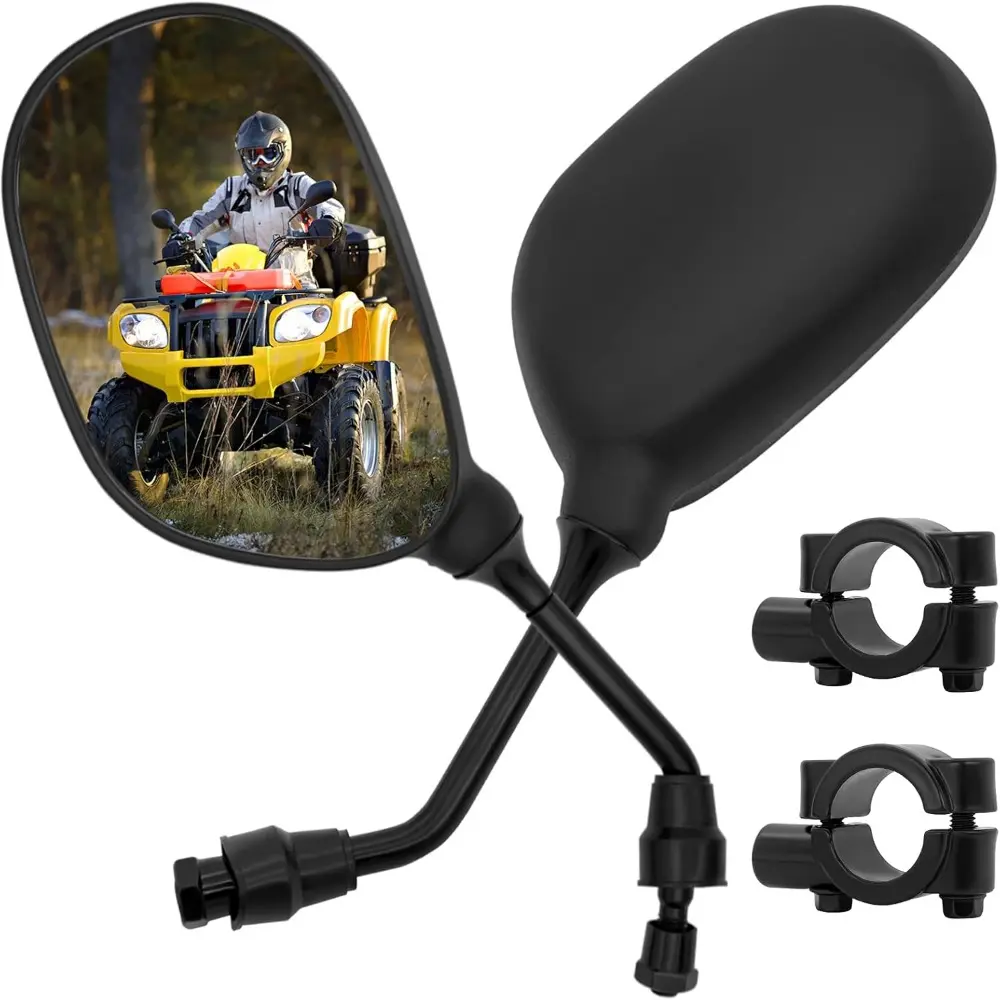 360-Degree Ball-Type Universal Rear View Mirror with 7/8" Handlebar Mount for Motorcycles, ATVs, Scooters, 360 Degrees
