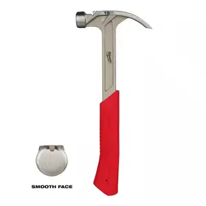 SHOCKSHIELD 16 oz. Smooth Face Finish Hammer with SHOCKSHIELD Grip, Magnetic Nail Set, Hybrid Claw, I-beam Handle, Vibration Reduction, Precision Balanced Design
