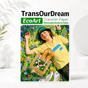 TransOurDream Removable Transfer Paper for Inkjet Printer (8.5x11", 10 Sheets) Printable Temporary Vinyl for Fabrics EcoArt Paper Used in DIY Crafts,School Projects, Business Events