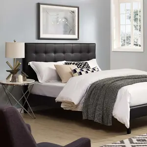 Modway Paisley Tufted King and California King Upholstered Faux Leather Headboard in Black