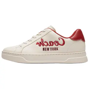 COACH Highline Snake Year Limited Edition Low-Top Sneakers for Women in White and Red Trending Shoes, House White Official Shoes to Get / Maison Mihara
