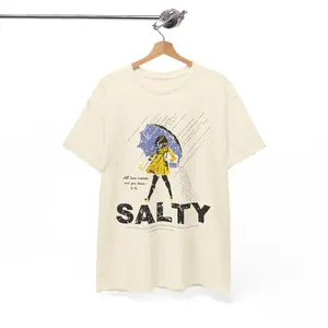 Salty girl with umbrella T-Shirt | Rainy day illustration, grunge text