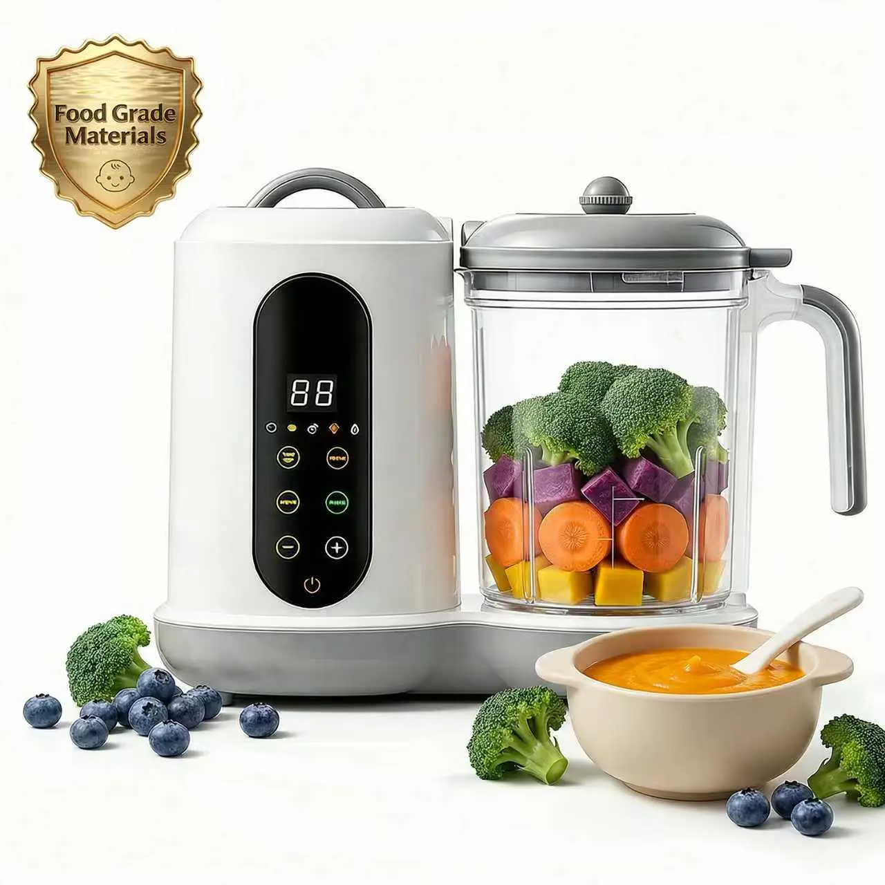 Smart Baby Food Maker - 2-in-1 Steamer & Blender Combo Food Processors, 1-Touch Automatic Cooking for Silky Smooth Purees, Touchscreen, Easy Cleaning, Ideal for Home Use & Baby Gifts, Steamer And Blender Combo Food Processors