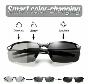 Sunglasses, Day & Night Vision Protection Glasses, Unisex Photochromic Polarized Fashion Glasses, HD Lens, Anti-Scratch TAC Lens, Zinc Alloy Frame, Casual Sport Style, Ideal Gift .
