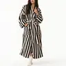 Yimoon Womens Striped Robe Fluffy Long Plush Bathrobes Fuzzy Warm Cozy Thick Oversized Loungewear Maxi Robe