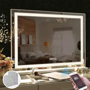 Free Shipping VANIT Hollywood Makeup Mirror (with Illuminating Crystal LED Light Strip) 10x Magnification Mirror Bluetooth Wall-Mounted White Decorative Hanging Electronic Mirror